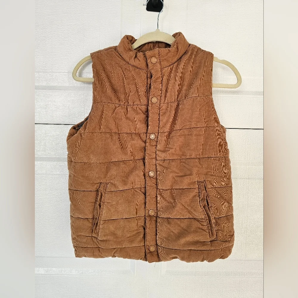 Tommy Bahama Kids XL 14 Corduroy Puffer Vest Plaid Lined Brown Outdoor Warm - Picture 2 of 9